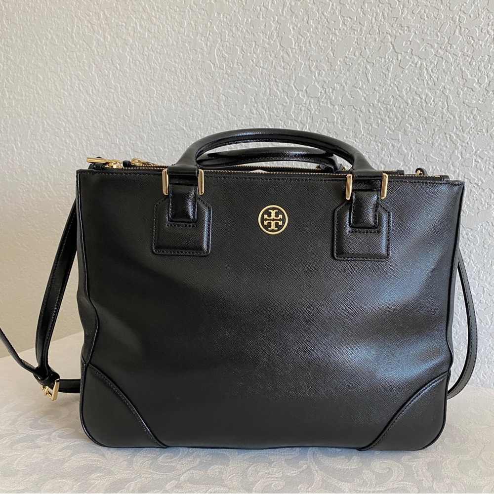 Tory Burch double zip saffiano Robinson tote